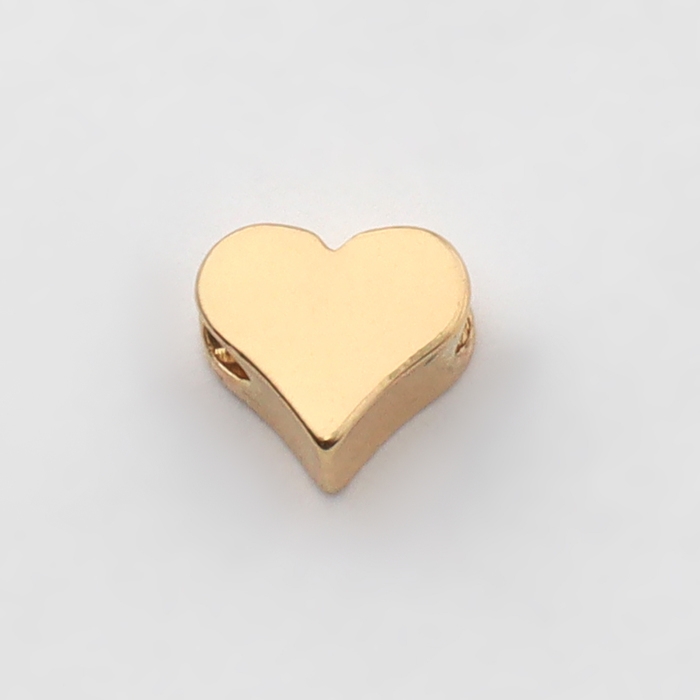 Бусина-разделитель родир. &laquo;Сердечко&raquo;, 6&times;6 мм, d(вн.)=2 мм, (набор 10 шт.), цвет золото