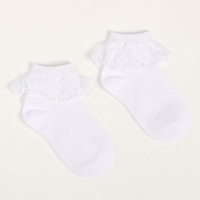Носки детские с кружевом, цвет белый, размер 14-16