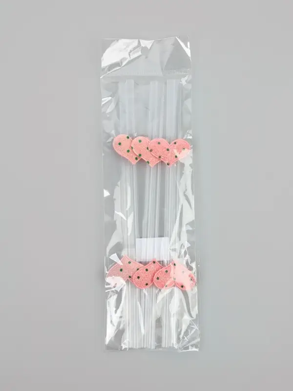 Трубочки для коктейля &laquo;Сердечки&raquo;, розовые (набор 6 шт)