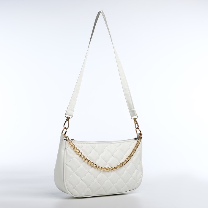 Сумка багет на молнии, цвет белый