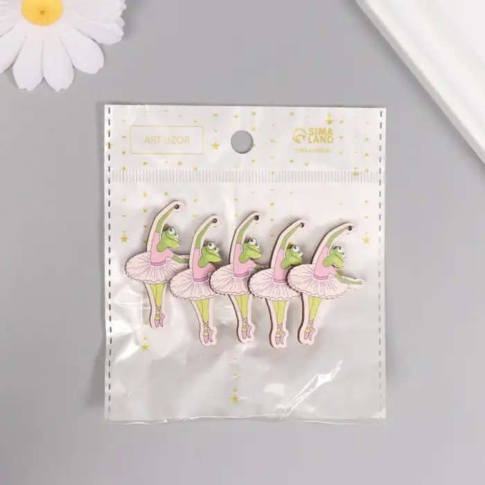 Декор для творчества дерево "Лягушка-балерина" 4,6х2,8х0,3 см