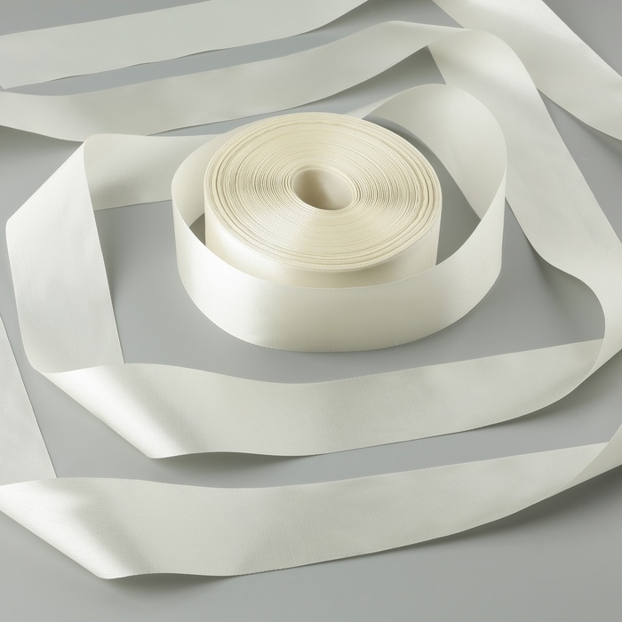 Лента атласная, 50 мм, 100&plusmn;5 м, айвори