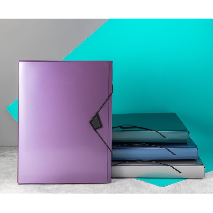 Папка на резинке А4, 800 мкм, Calligrata TOP "Mistral", корешок 40 мм, до 300 листов, сиреневый металлик