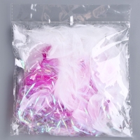 Набор для творчества и декора &laquo;Перья белые + наполнитель&raquo;, цвет фуксия