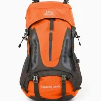 Рюкзак тур 65+5л, 30*20*53, отдел на шнурке, 5нар+2вн кармана, цвет оранжевый