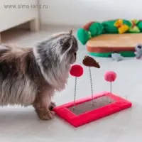 Игрушка для кошек с 3 дразнилками и когтеточкой, 27 х 15,5 х 25 см  микс цветов