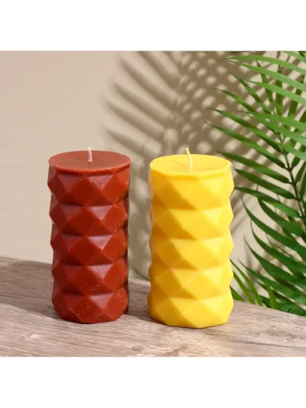 Свеча "Столб ромбики" 6х6х12 см, соевый воск, микс