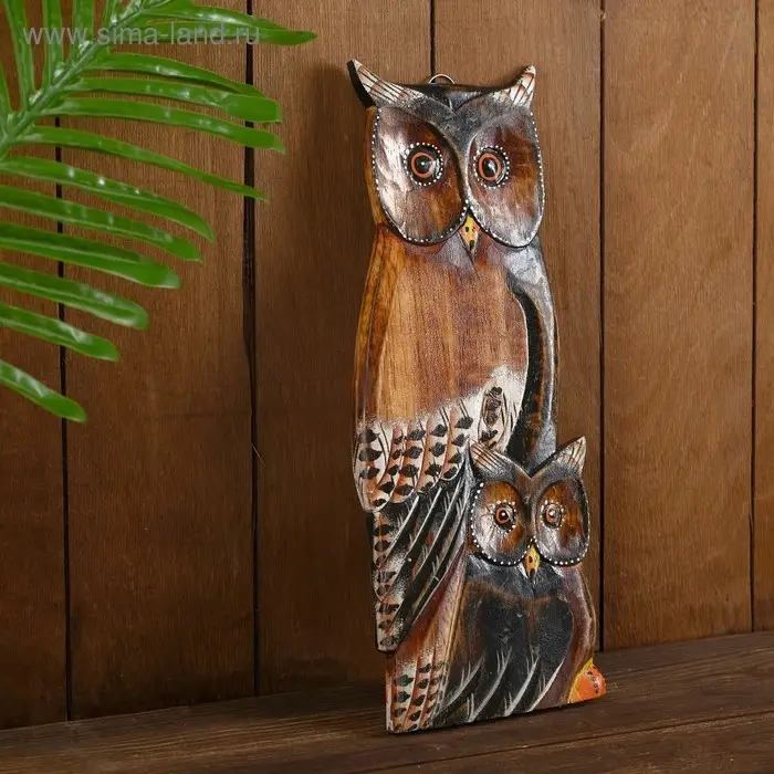 Панно "Пара сов" дерево 13,5х1,5х33 см