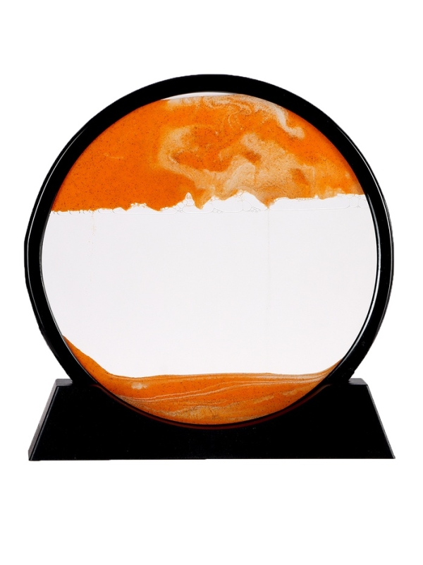 Песочные часы-картина, d-26 см, антистресс, песок оранжевый