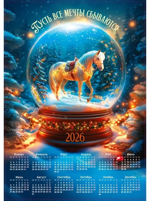 Календарь 2026 &laquo;Снежный шар&raquo;, А2
