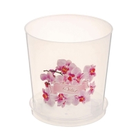 Горшок для орхидей с поддоном, 1.8 л, пластиковый, прозрачный, МИКС