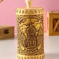 Туес "Россия", D8,5смхH(с хватком)17см, береста