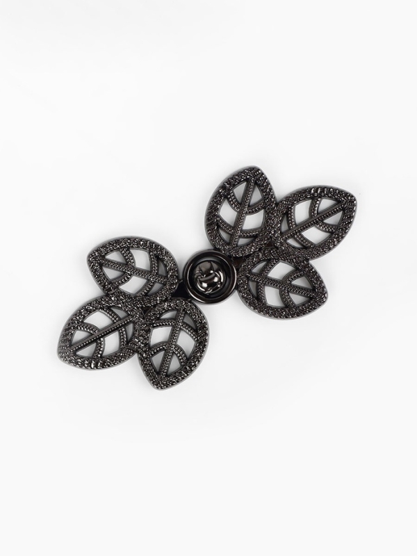 Декоративная застёжка &laquo;Листья&raquo;, 5,5 &times; 2,6 см, цвет чёрный