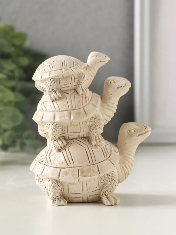 Фигурка гипс &laquo;Три черепахи&raquo;, 10&times;8&times;5 см, слоновая кость