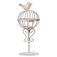 Подсвечник металл 1 свеча "Птица и гнездо" белый 23х10х10 см