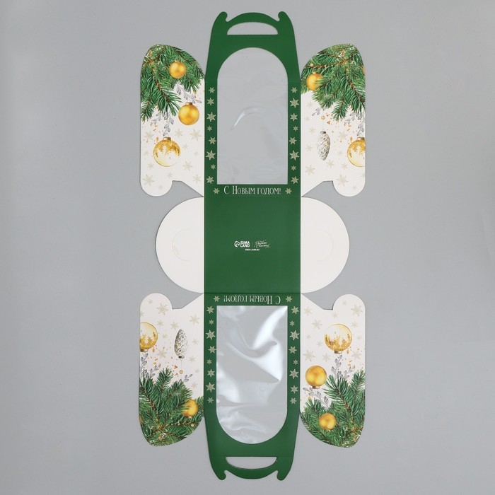 Складная коробка под маленький торт &laquo;С Новым годом&raquo;, шары, 15 х 15 х 18 см, Новый год