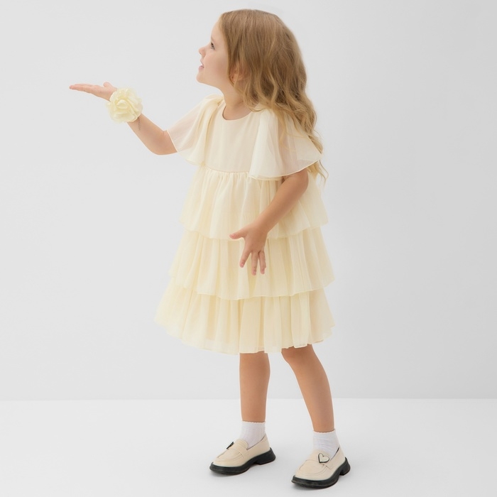 Платье для девочки MINAKU: PartyDress, цвет молочный, рост 122 см Платье для девочки MINAKU: PartyDress, цвет молочный, рост 122 см