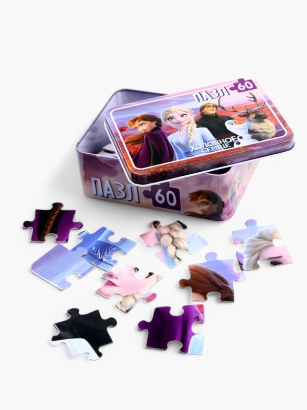 Пазл в металлической коробке "Холодное сердце", 60 деталей
