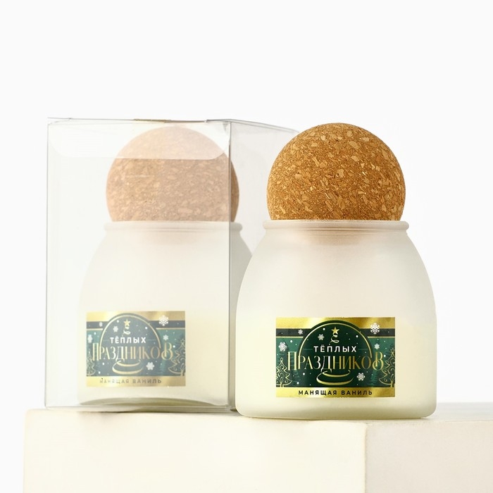 Свеча новогодняя, аромат манящая ваниль , 9 х 6,5 см