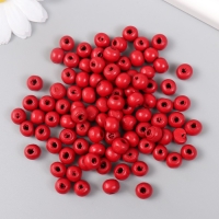 Бусины для творчества дерево "Яркий красный" d-0,8 см, набор 20 гр