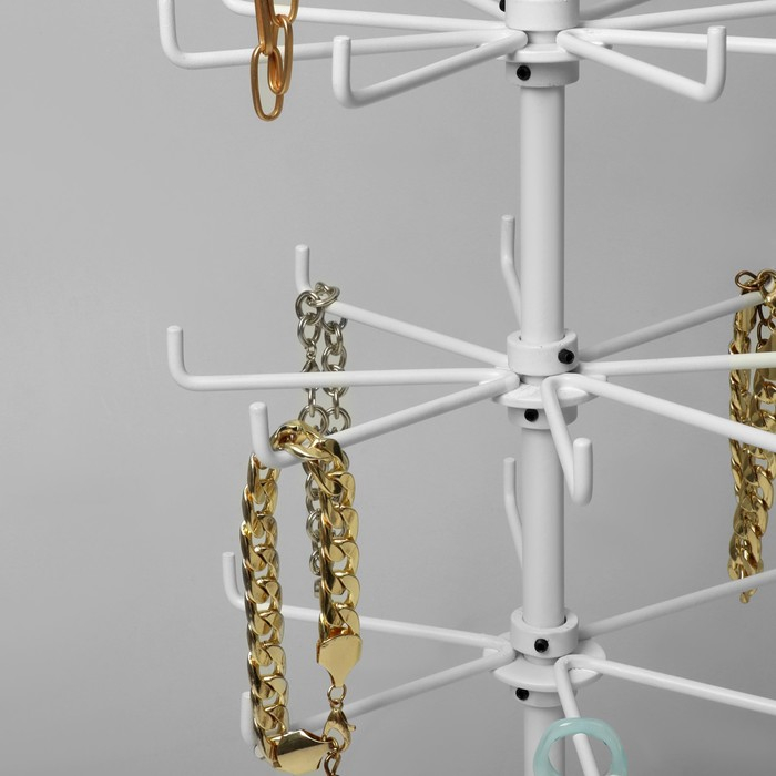 Вертушка, 2 яруса по 6 крючков и 2 яруса по 8 крючков, 17&times;17&times;32 см, цвет белый