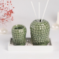 Диффузор керамика + подсвечник "Будды" аромапалочки 3 шт 9х17х10,5 см