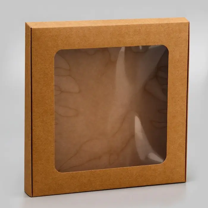 Коробка самосборная, крафт, 19&times;19&times;3 см