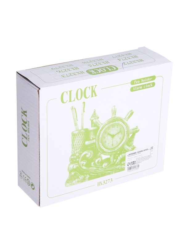 Часы настольные - органайзер для канцелярии будильник &laquo;Кони&raquo;, 14&times;17&times;4 см