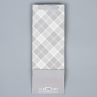 Пакет подарочный под бутылку, упаковка, &laquo;Клетка&raquo;, 36 х 13 х 10 см