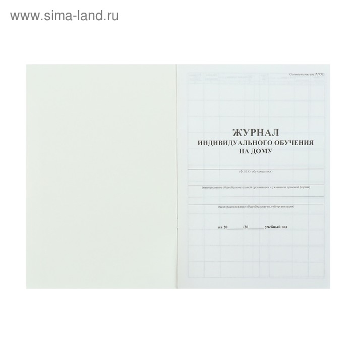 Журнал индивидуального обучения на дому А4, 24 листа, обложка мелованный картон 215 г/м&sup2;, блок писчая бумага 60 г/м&sup2;