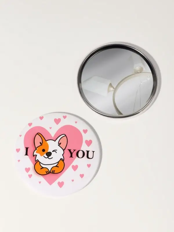 Зеркало карманное &laquo;Люблю корги&raquo;, d=7 см, разноцветное