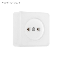 Розетка "Элект" РС 16-016, 16 А, 250 В, одноместная, открытая, без з/к, белая