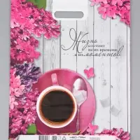 Пакет "Ветка сирени , полиэтиленовый с вырубной ручкой, 38х47 см, 60 мкм