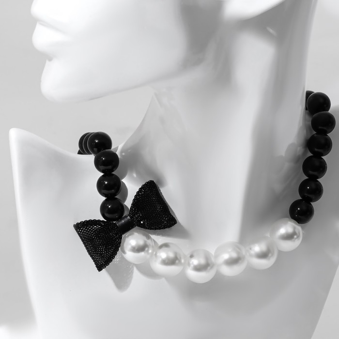 Бусы &laquo;Бантик&raquo;, шар №12 - 18, цвет черно-белый, L=41 см