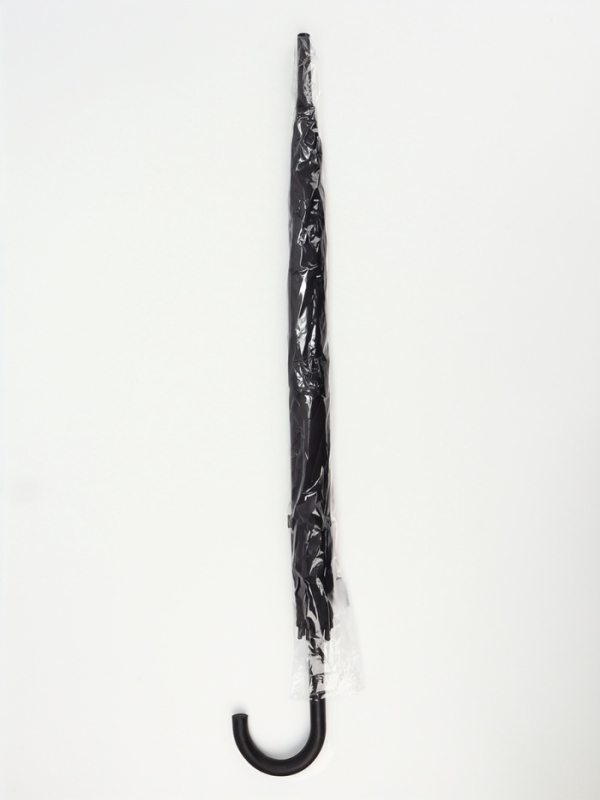 Зонт-трость п/авт R48/55 8сп П/Э В/У ОДНОТОН ручка-крюк черный пакет