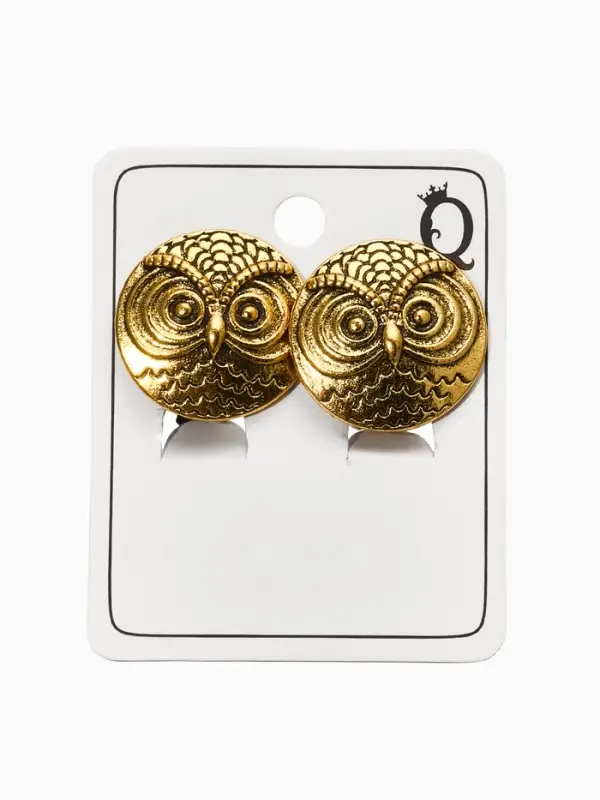 Клипсы "Винтаж" сова, цвет чернёное золото