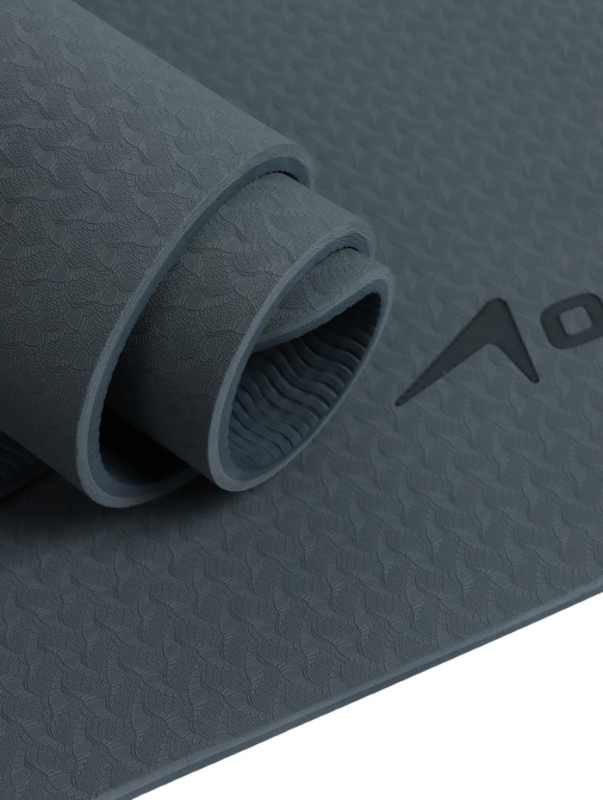 Коврик для фитнеса и йоги ONLYTOP, 183x61x 0,8 см, цвет графитовый/темно-серый