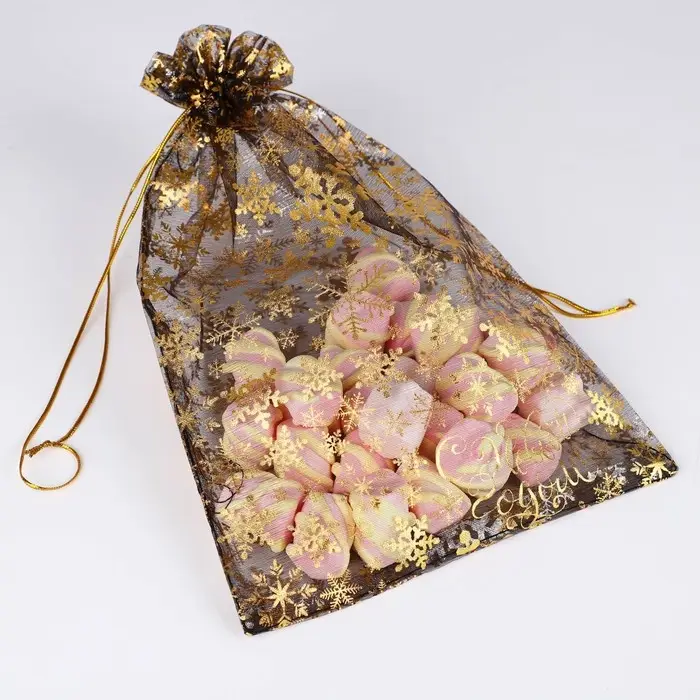Мешочек подарочный органза &laquo;Новогодние снежинки&raquo;, 20 х 30 см +/- 1.5 см