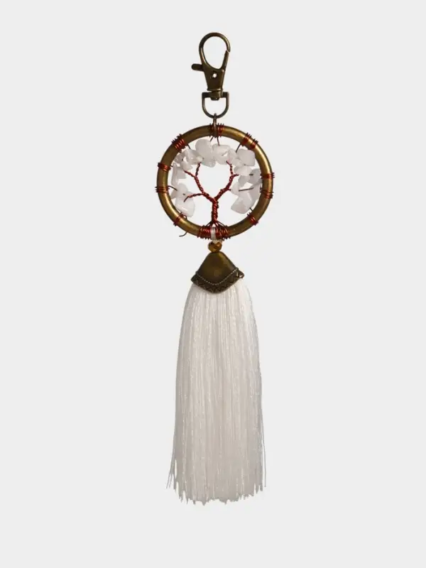 Брелок ловец снов "Великое древо" 19 см, цв. белый