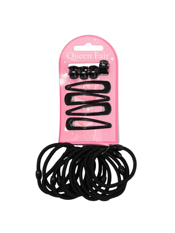 Набор для волос "Совершенство" (4 невидимки, 4 краба, 12 резинок) чёрный