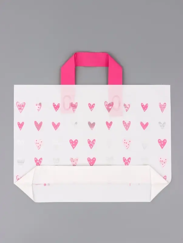 Пакет с петлевой ручкой "Сердечки" 35 х 25 х 8 см  80 мкм