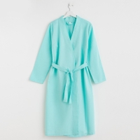 Халат вафельный женский удлинённый Экономь и Я размер 42-44, цвет небесный, 100% хлопок, 200г/м2