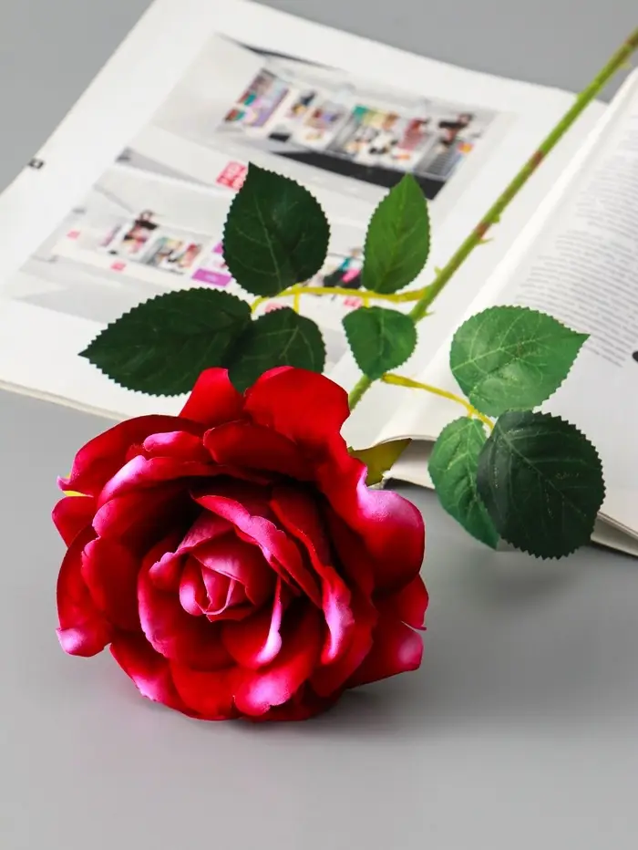 Цветы искусственные "Роза Аманда" бархат, d-11 см 58 см, сиреневый