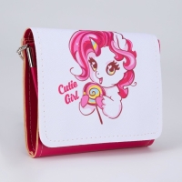 Сумка детская «Единорог», отдел на клапане, цвет белый/розовый, 15х4х12 см Сумка детская «Единорог», отдел на клапане, цвет белый/розовый, 15х4х12 см