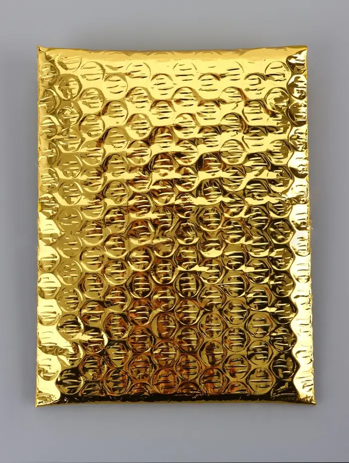 Пакет из ВПП c клапаном и клеевым слоем, золотой 11&times;16 + 5 см