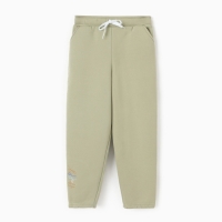 Брюки для девочки с начёсом MINAKU: Exclusive print, оливковые, Oversize рост 158 см