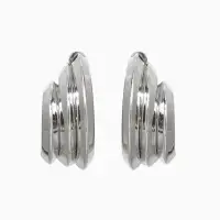 Серьги металл "Трио" на увеличение, цвет серебро