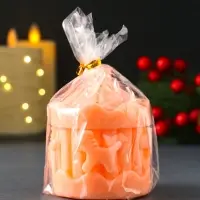 Свеча новогодняя "Карусель с лошадками" 60х80 мм, персиковый