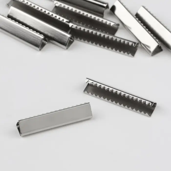 Наконечник-зажим для стропы, 5.8&times;25 мм, 10 шт., цвет серебряный