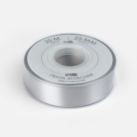 Лента атласная двухсторонняя №837 25мм*25&plusmn;1м серебряный TR